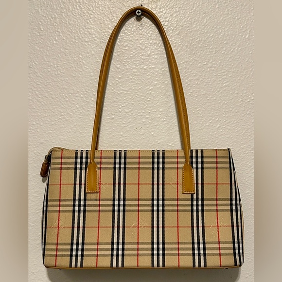 BURBERRY BLUE LABEL Nova Check Plaid Shoulder Bag Canvas Leather Tan Black Red - Picture 5 of 16